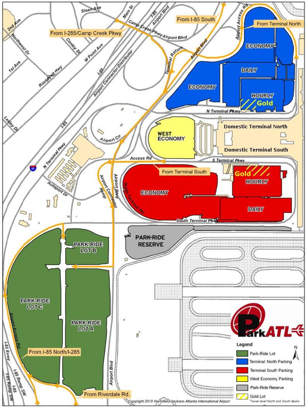 Atlanta Hartsfield aparcament de l'aeroport mapa