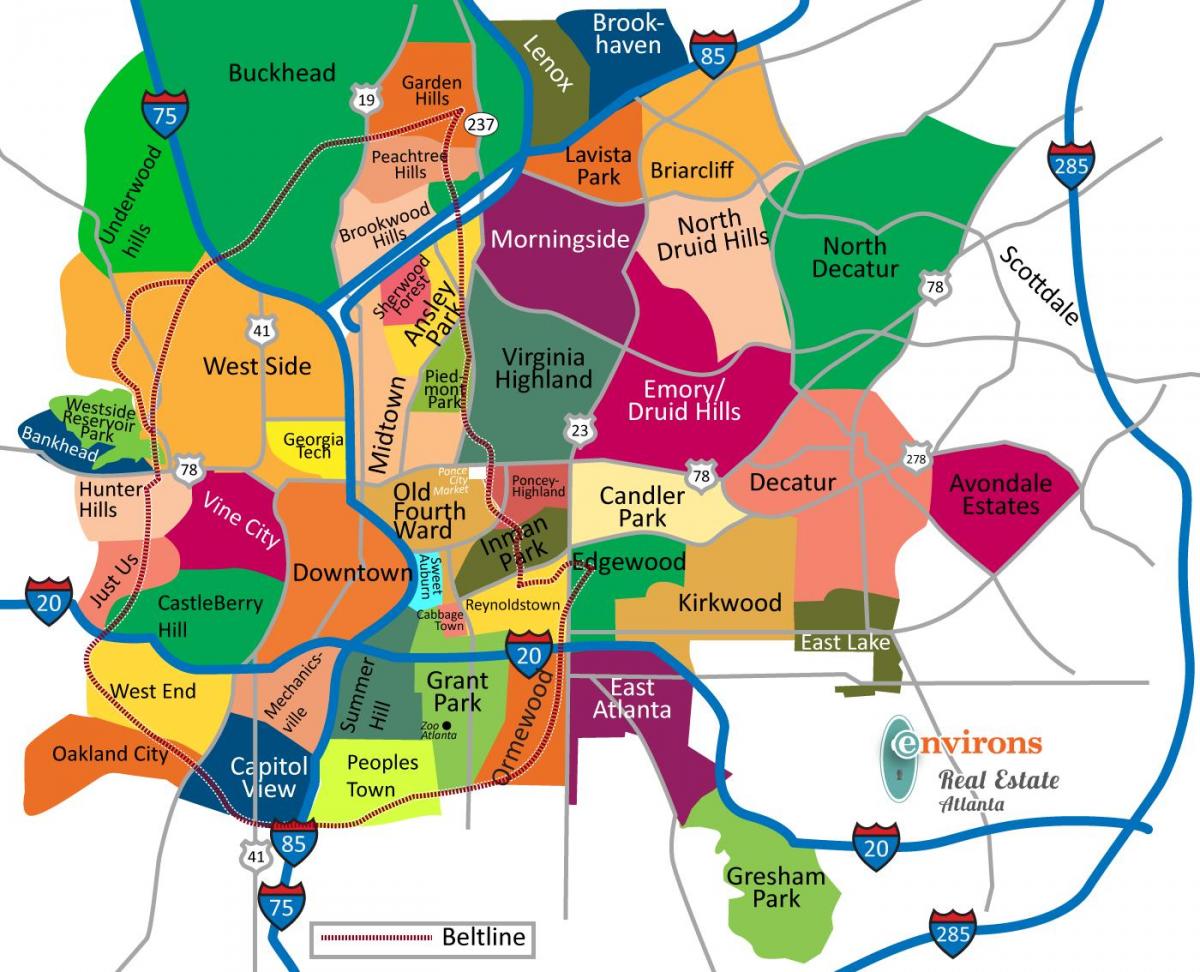 mapa d'Atlanta barris