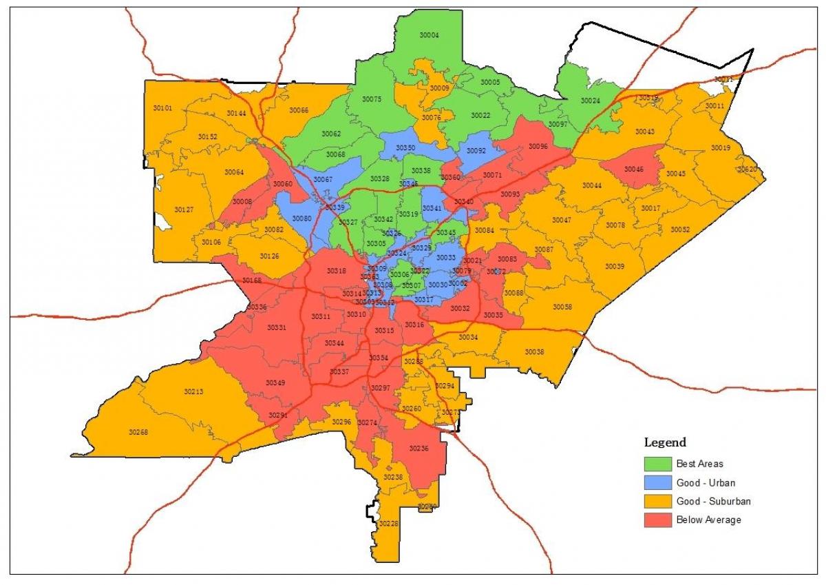 codi postal mapa de Atlanta