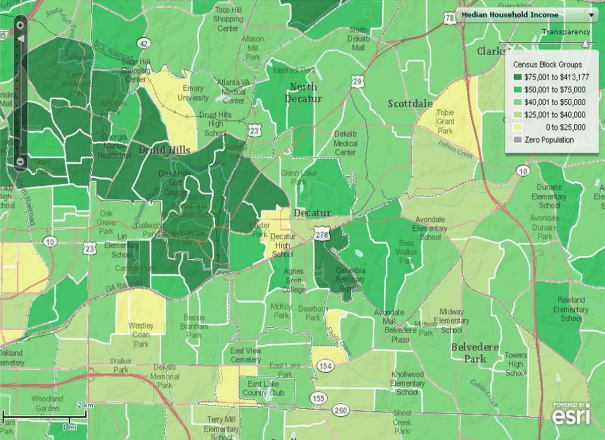 demogràfica mapa de Atlanta