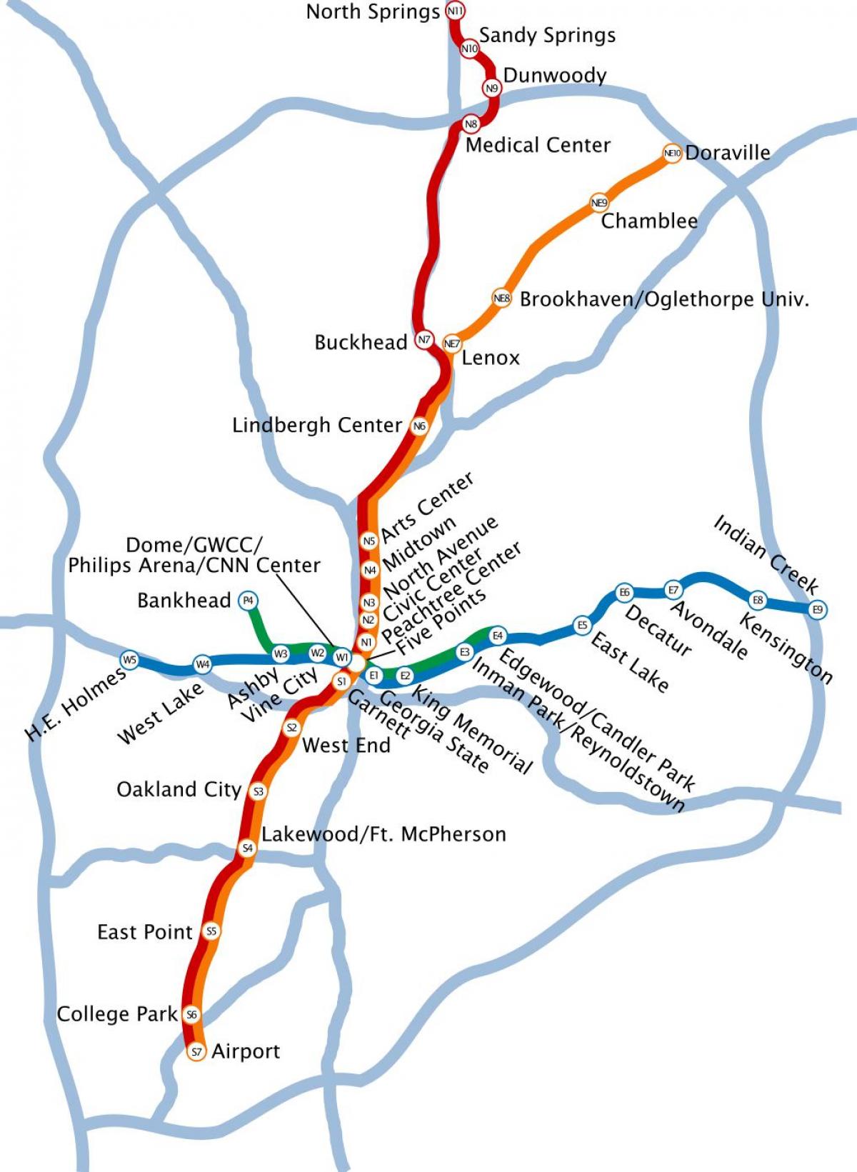 mapa del metro de Atlanta