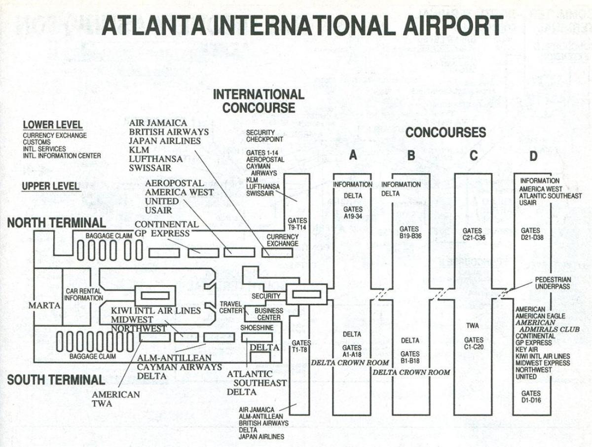 Atlanta airport terminal internacional mapa
