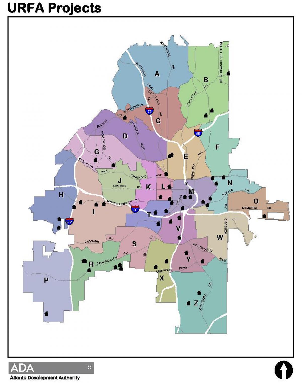 mapa d'Atlanta zona mapa