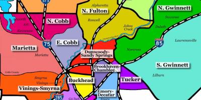 Mapa d'Atlanta suburbis