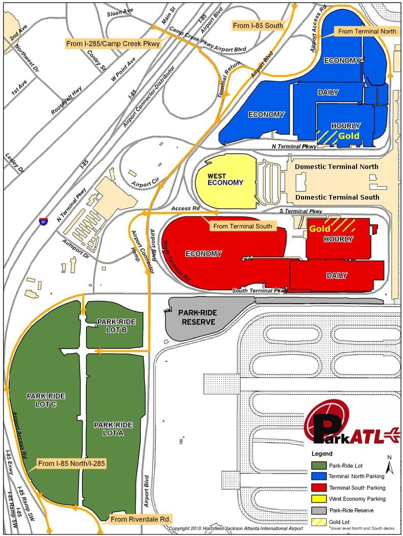 Atlanta Hartsfield aparcament de l'aeroport mapa