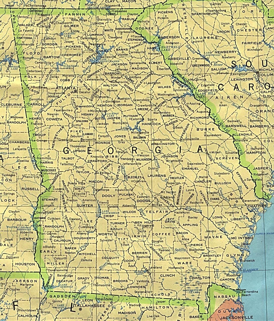 mapa de Geòrgia ciutats
