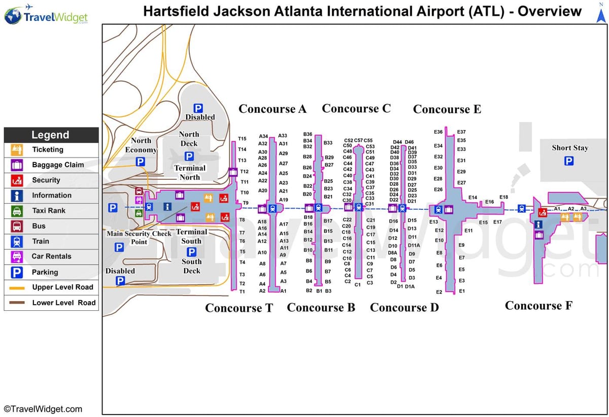 mapa de Hartsfield Jackson aeroport