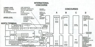 Atlanta airport terminal s mapa